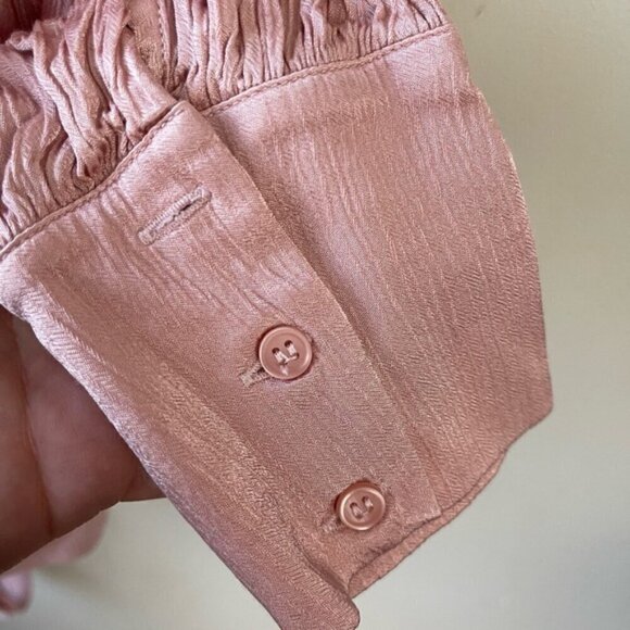 Anthropologie Nurode Tie-Neck long sleeve Bodysuit - Fall Pink size medium - Picture 7 of 12